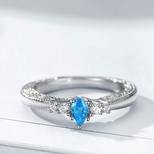 Women's Bridal Engagement Blue AAA Zircon Ring